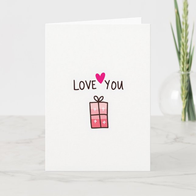 Cartão Fuchsia Heart Love You (Frente)