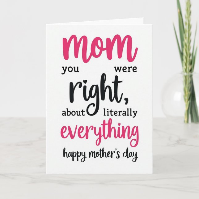 Cartão Fuchsia Script Mothers Day Card (Frente)