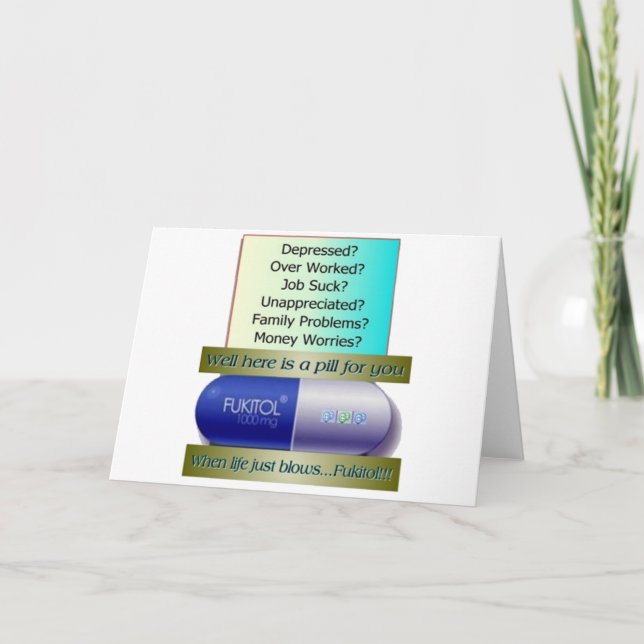 Cartão Fukitol, trabalho é uma porcaria, trabalhado demai (Frente)