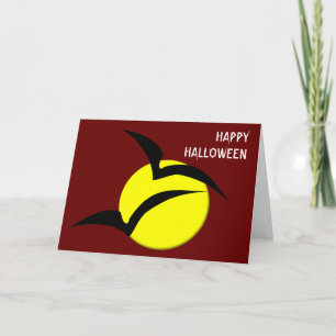 Cartão Full Moon and Bats Custom Halloween Card