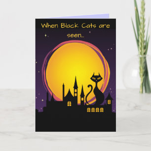 Cartão Full Moon and Black Cat Halloween
