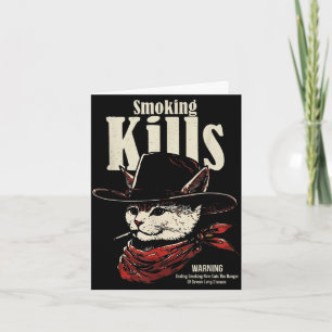 Cartão Fumar mata cowboy engraçado gato com chapéu citaçã