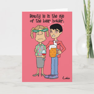 Cartão Fun Beer drinking customized cartoon greeting card
