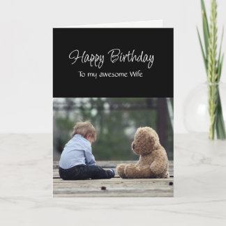 Cartão Fun Birthday Awesome Wife Cute Teddy Bear