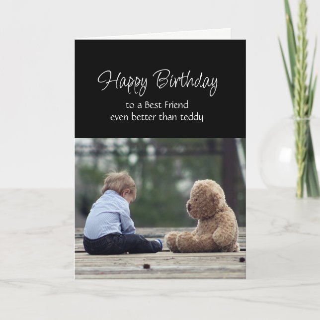 Cartão Fun Birthday Best Friend Cute Teddy Bear (Frente)