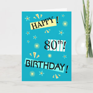 Cartão Fun Color Block 80th Birthday Greeting Card