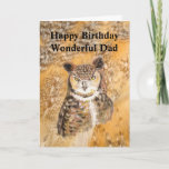 Cartão Fun Dad the Best Birthday Owl Card<br><div class="desc">Fun Dad the Best Birthday Owl   Watercolor Great Grey Owl Bird Wildlife Art</div>