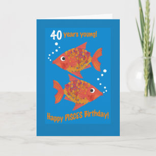 Cartão Fun Goldfishes Pisces 40th Birthday Card