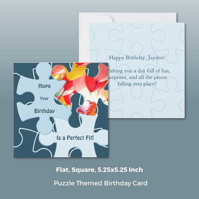 Cartão Fun Jigsaw Puzzle Pieces Birthday Greeting (Fun Jigsaw Puzzle Pieces Birthday Greeting Card, Square, 5.25x5.25 Inch)