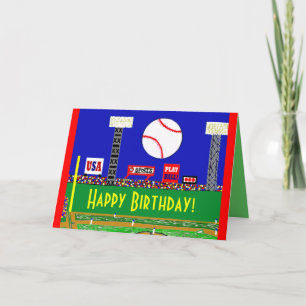 Cartão Fun New Baseball Happy Birthday Card or Invitation