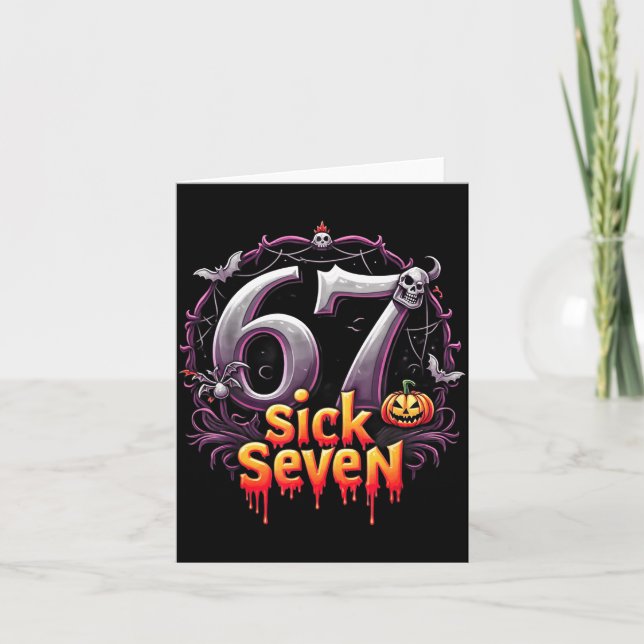 Cartão Fun Six Seven 6 7 Meme Design Fun Sick Seven Hallo (Frente)