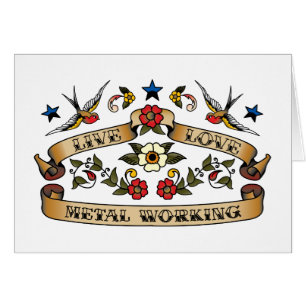 Cartão Funcionamento vivo do metal do amor