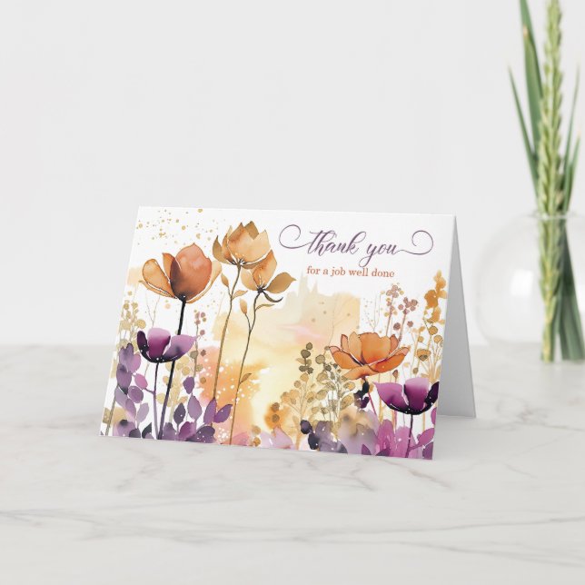 Cartão Funcionário Aprecie Business Watercolor Wildflower (Frente)