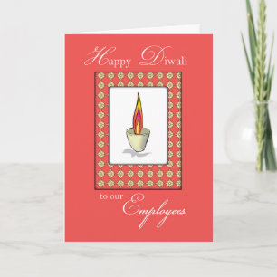 Cartão Funcionários Diwali Candle em Vermelho