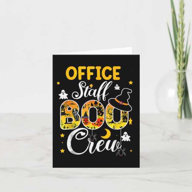 Cartão Funcionarios do Office Boo Crew Divertido Hallowee (Frente)