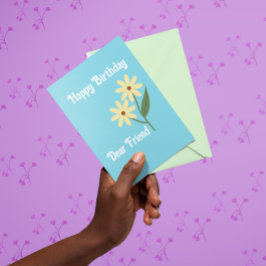 Cartão Fundo azul - margaridas amarelo manteiga