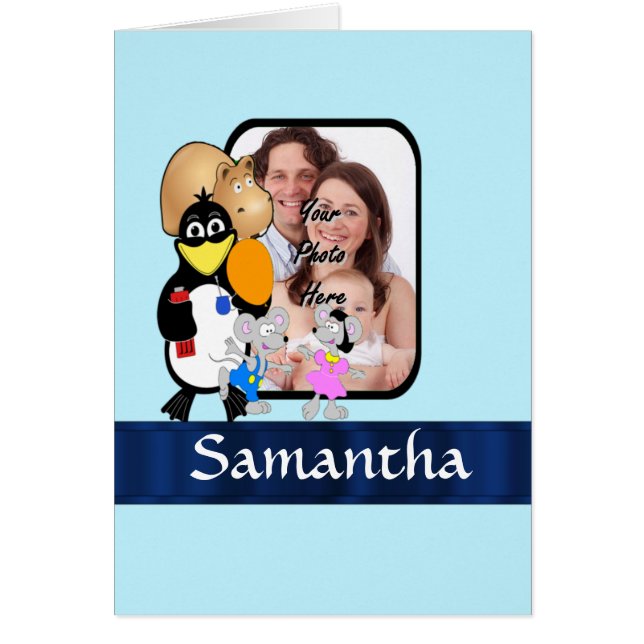 Cartão fundo de fotos do personagem de desenho animado (Frente)