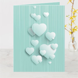 Cartão Fundo verde claro com corações brancos 3D