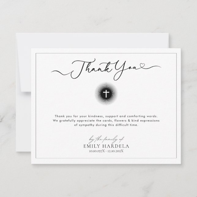 Cartão Funeral Cristão Ouro Azul Floral (Frente)