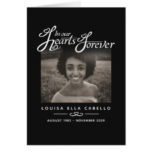 Cartão Funeral em nossos corações carta poema para sempre