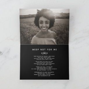 Cartão Funeral em nossos corações, poema negro para sempr