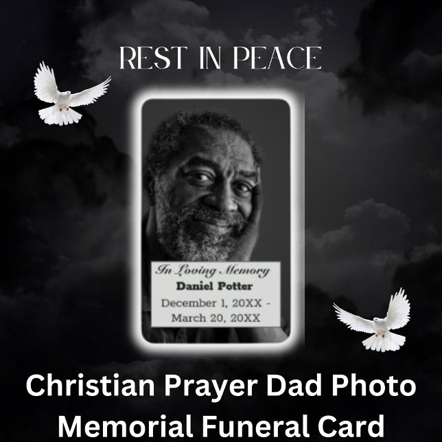 Cartão Funeral Memorial Fotográfico do Pai de oraç (Christian Prayer Dad Photo Memorial Funeral Card)