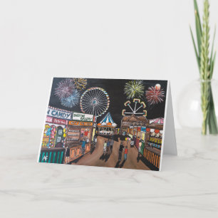 Cartão Funfair no Night Painting de Alfred Fox