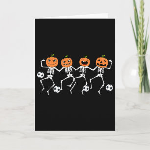 Cartão Funito jogador de futebol de Halloween abóbora esq