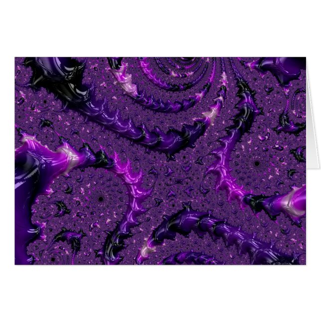 Cartão Funky Bold Boho Purple Digital Abstrato Fractal (Frente Horizontal)