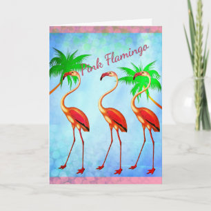Cartão Funky Pink Flamingos Happy Birday
