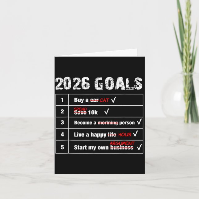 Cartão Funny 2026 Goals Hilarious New Year Sarcastic  (Frente)