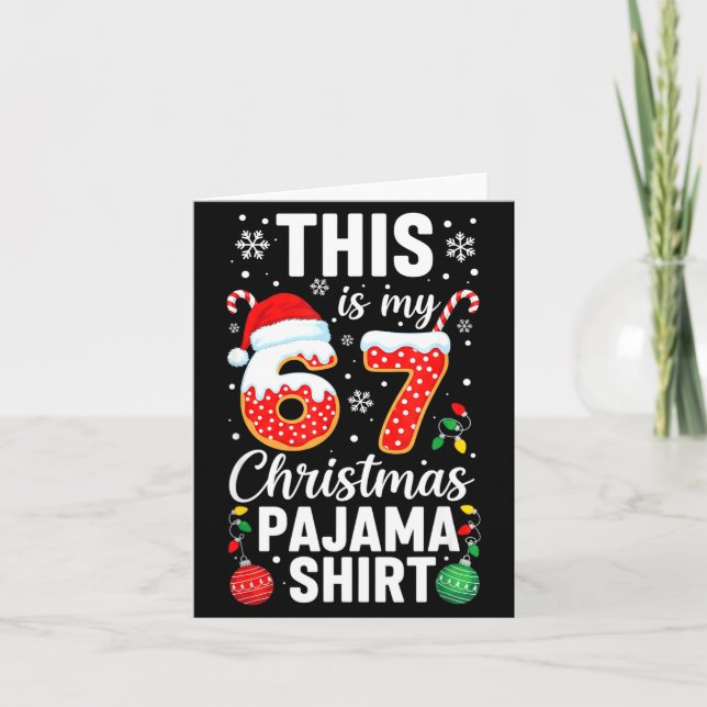 Cartão Funny 67 Christmas Pajamas Shirt Six Seven Meme Br (Frente)