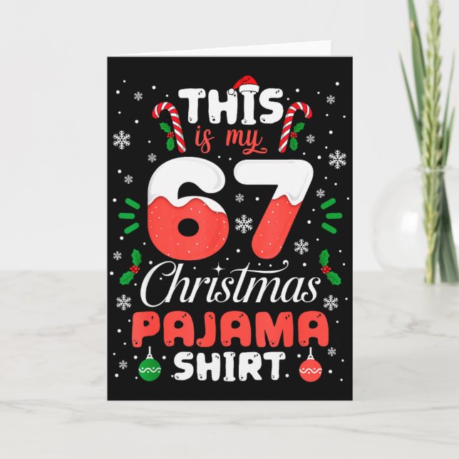 Cartão Funny 67 Christmas Pajamas Shirt Six Seven Meme Br (Frente)