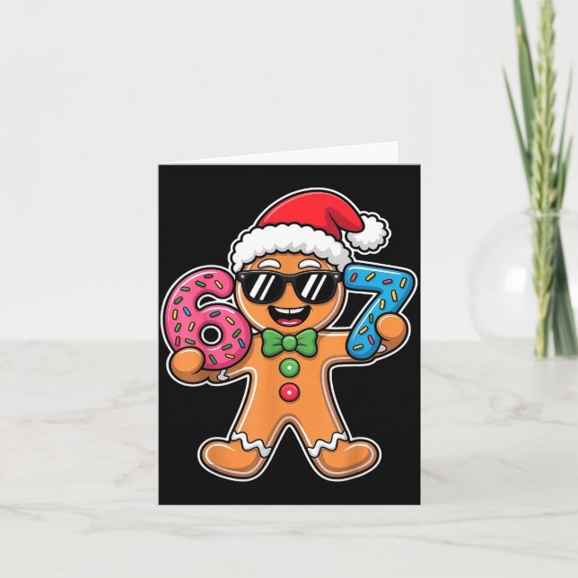 Cartão Funny 67 Christmas Six Seven Meme Xmas Gingerbread (Frente)