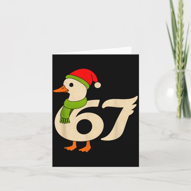 Cartão Funny 67 Goose Christmas 6 7 Meme Duck Santa Hat F (Frente)
