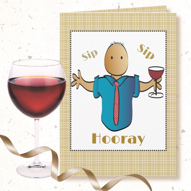 Cartão Funny 70th Birthday for Him Male Cartoon Wine (Criador carregado)
