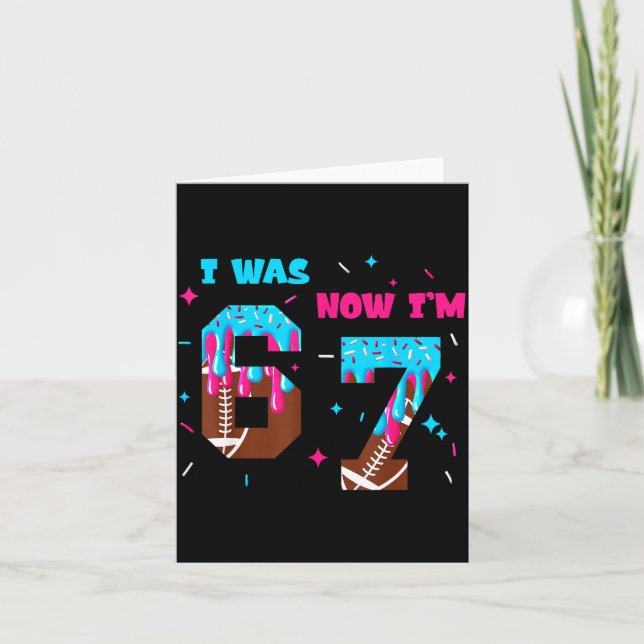 Cartão Funny 7 Year Old Birthday Football Ice Cream Drip  (Frente)