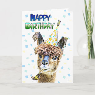 Cartão Funny Alpaca Llama Humor Birthday