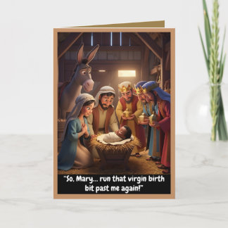 Cartão Funny atheist card, virgin birth theme