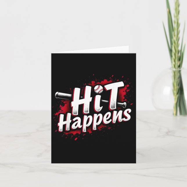 Cartão Funny Baseball Quote Gift Hit Happens  (Frente)