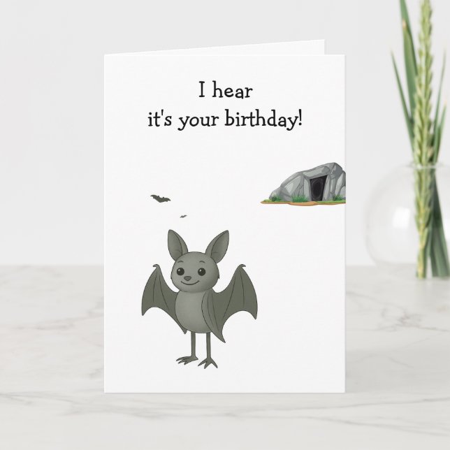 Cartão Funny Bat Hearing Age Burn (Frente)