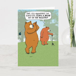 Cartão Funny Bear Dad and Son Golfing on Father's Day