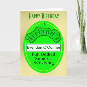 Cartão Funny Beer Label Irish Mans Birthday