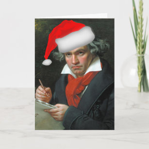 Cartão Funny Beethoven Santa Classical Music Christmas