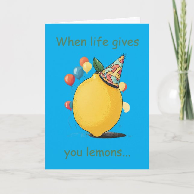 Cartão Funny Belated Birthday Message: Lemon Theme (Frente)
