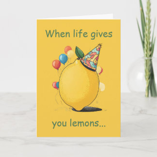 Cartão Funny Belated Birthday Message: Lemon Theme