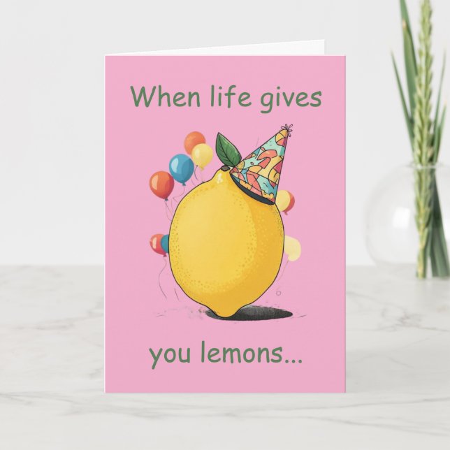 Cartão Funny Belated Birthday Message: Lemon Theme (Frente)