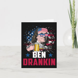Cartão Funny Ben Drankin 4 De Julho Dos Eua Bandeira Home