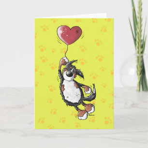 Cartão Funny Bernese Mountain Dog With Heart Balloon Card