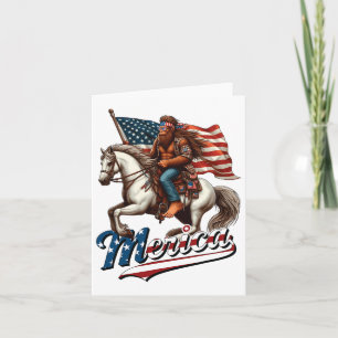 Cartão Funny Bigfoot Merica Usa Mullet Byndana Horse Ridi